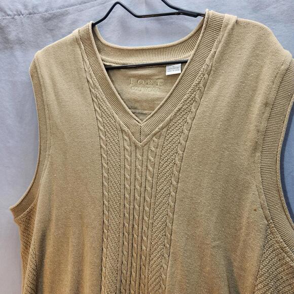 Fore Golfwear Cotton Sweater Vest Tan Mens Size‎ Large - Picture 2 of 6